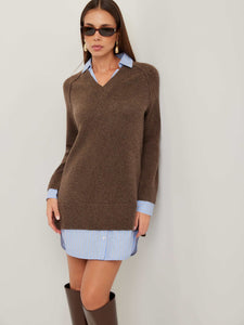 Carrie Mixed Media Sweater Dress - Wood