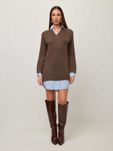 Carrie Mixed Media Sweater Dress - Wood
