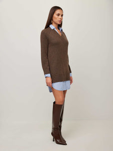 Carrie Mixed Media Sweater Dress - Wood