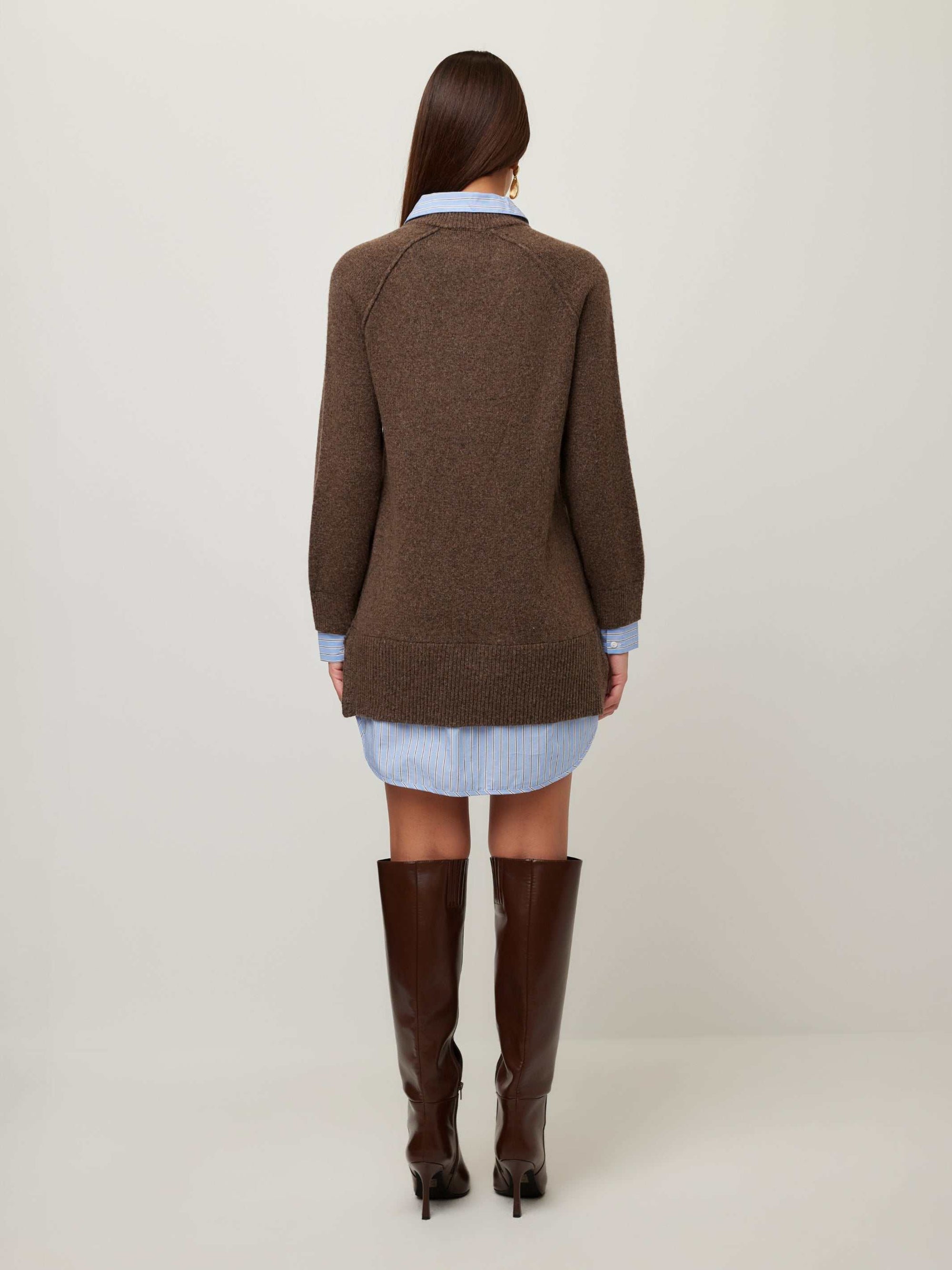 Carrie Mixed Media Sweater Dress - Wood