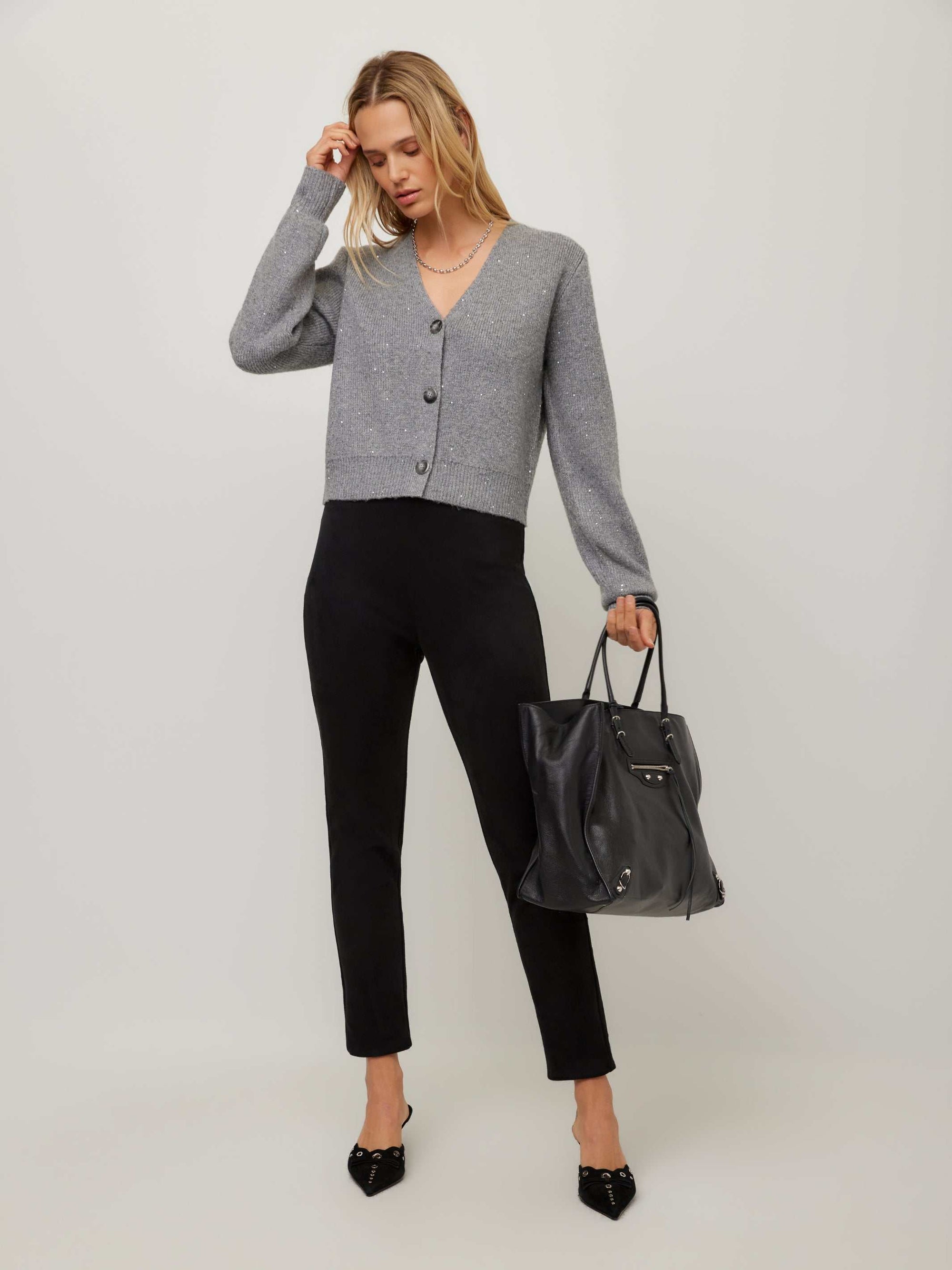 Nae Sequin Cardigan Sweater - Steel