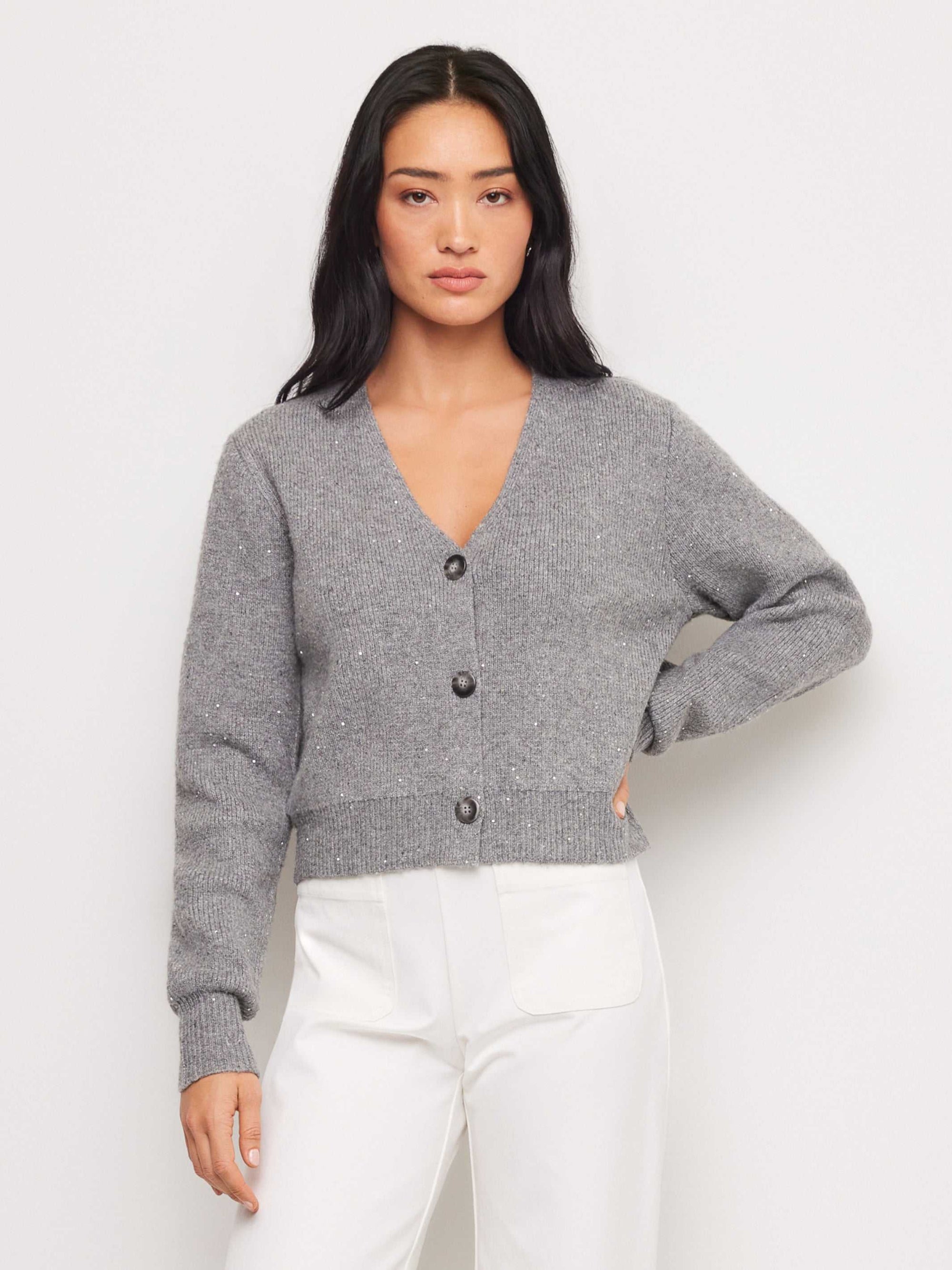 Nae Sequin Cardigan Sweater - Steel