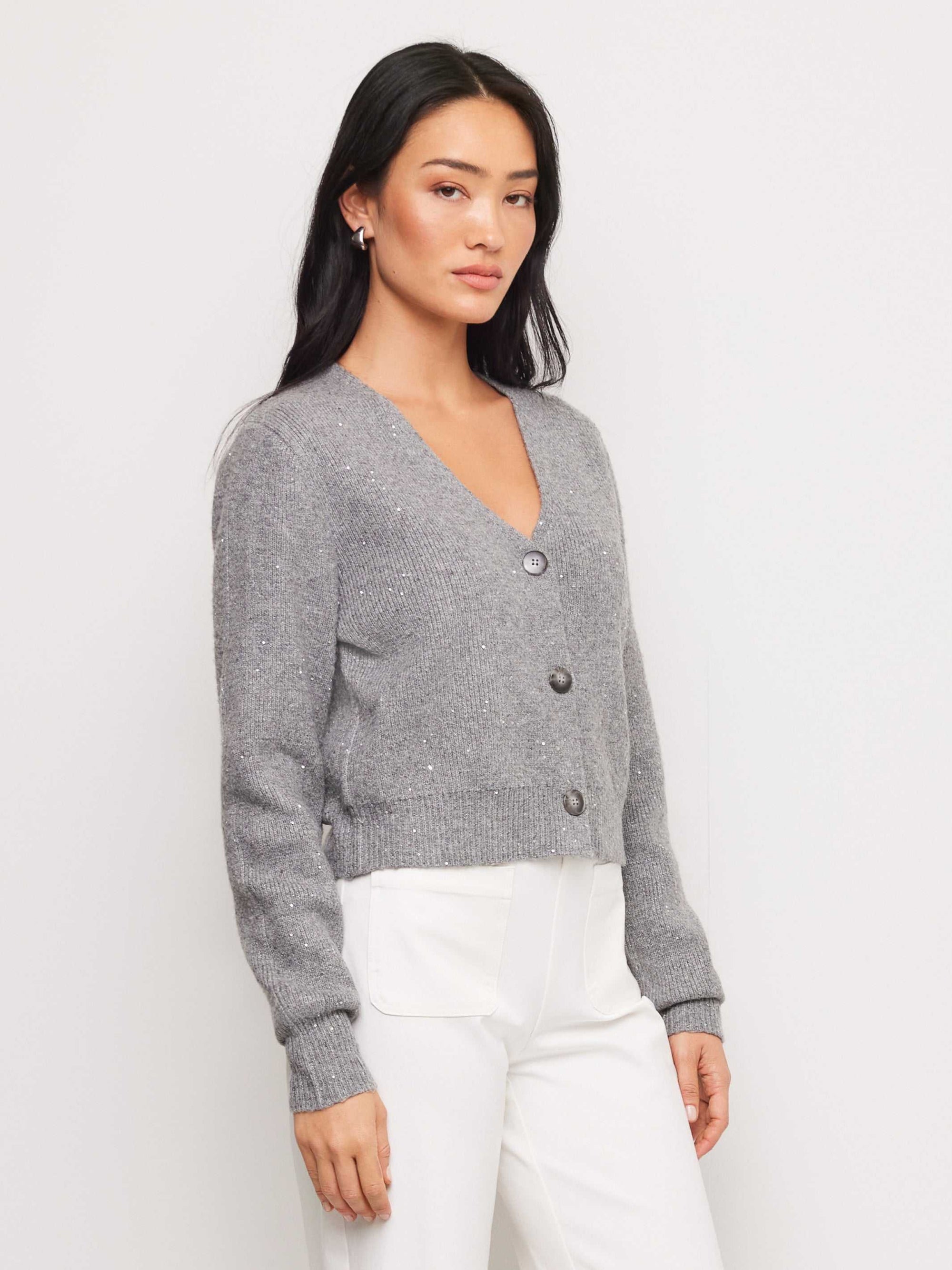 Nae Sequin Cardigan Sweater - Steel