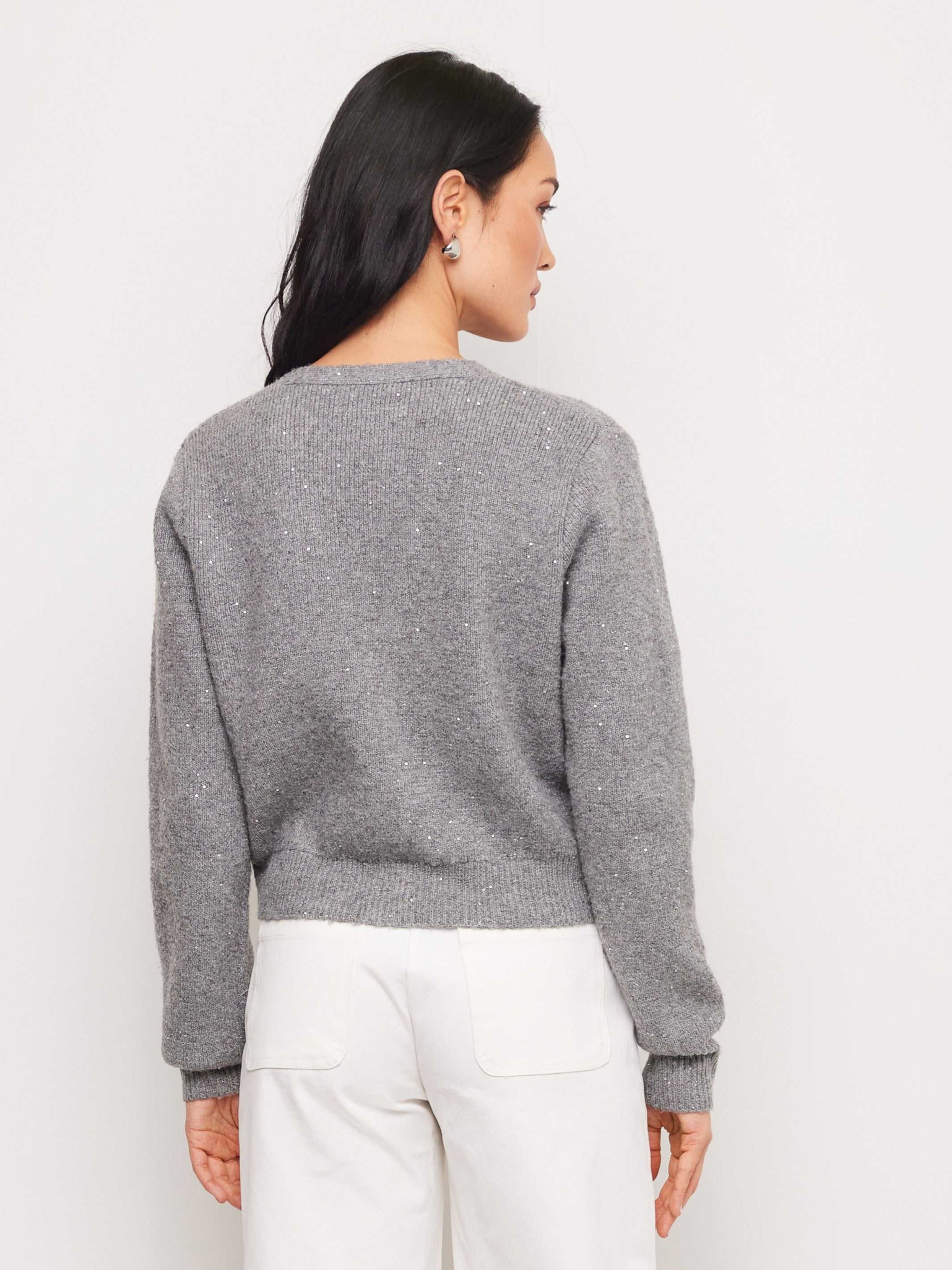Nae Sequin Cardigan Sweater - Steel