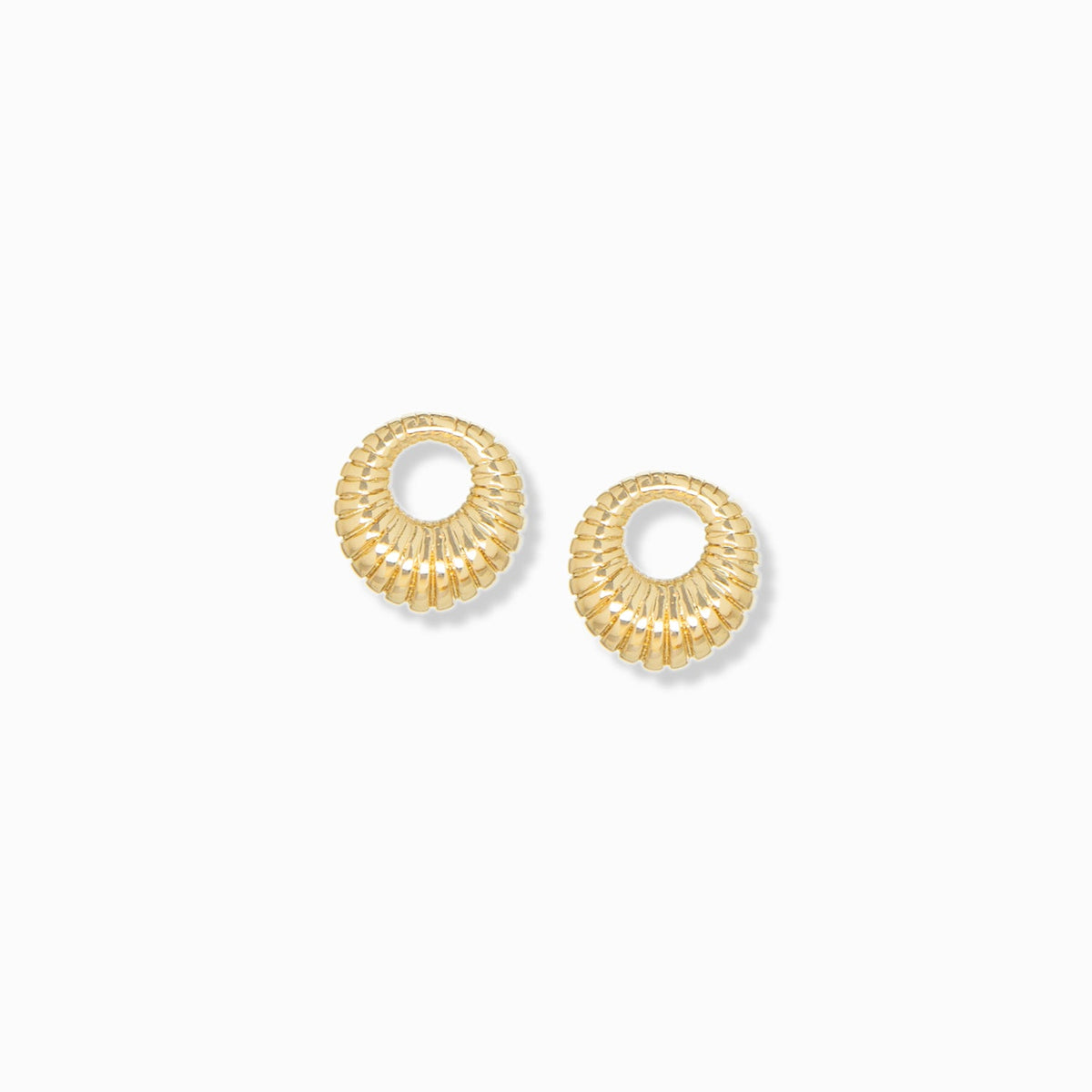 Ribbed Round Post Earring - Gold