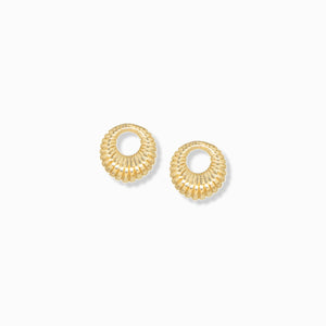 Ribbed Round Post Earring - Gold