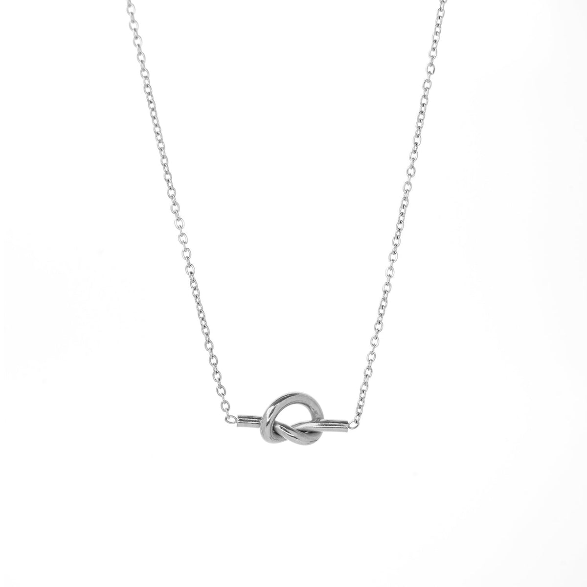 Waterproof Love Knot Necklace - Silver