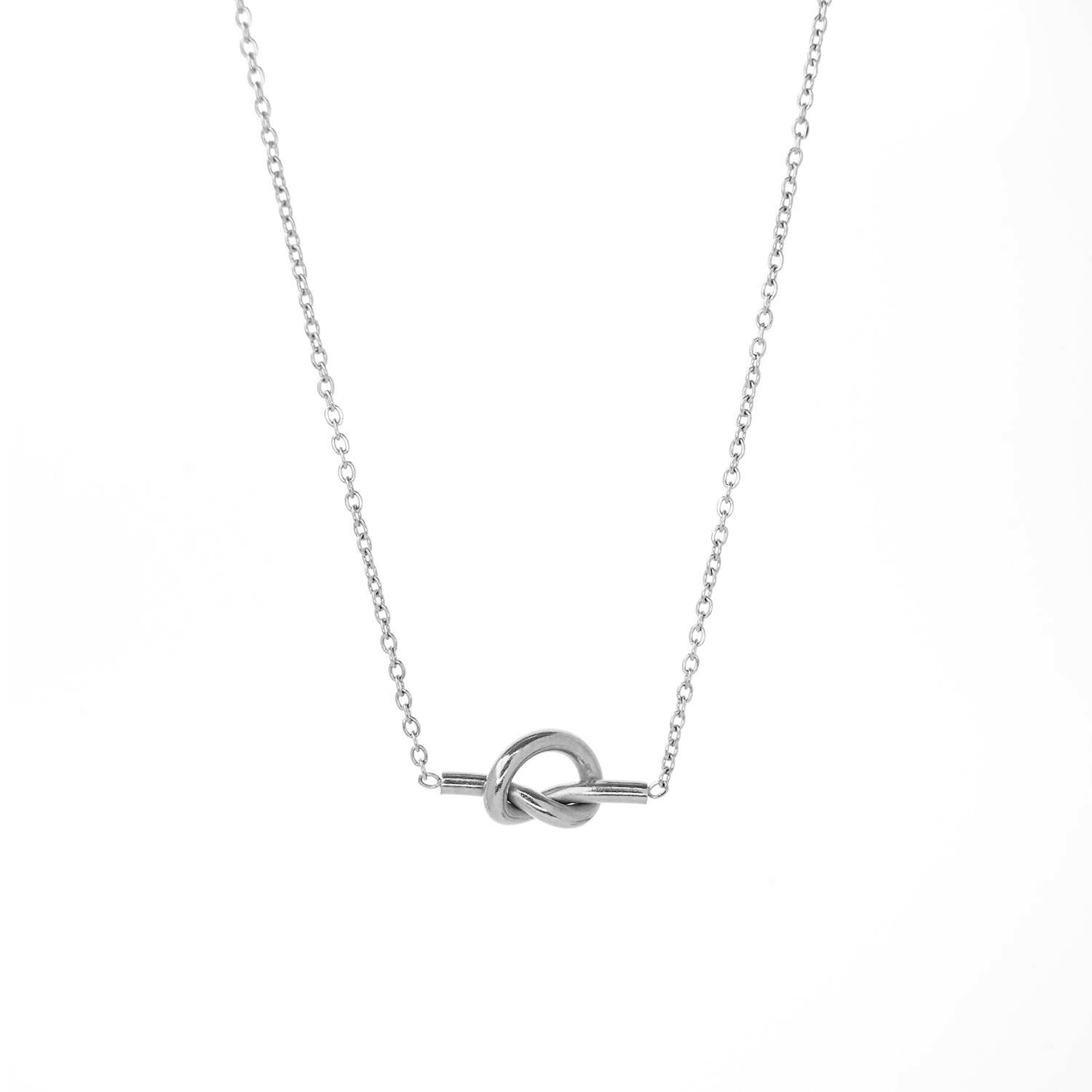 Waterproof Love Knot Necklace - Silver