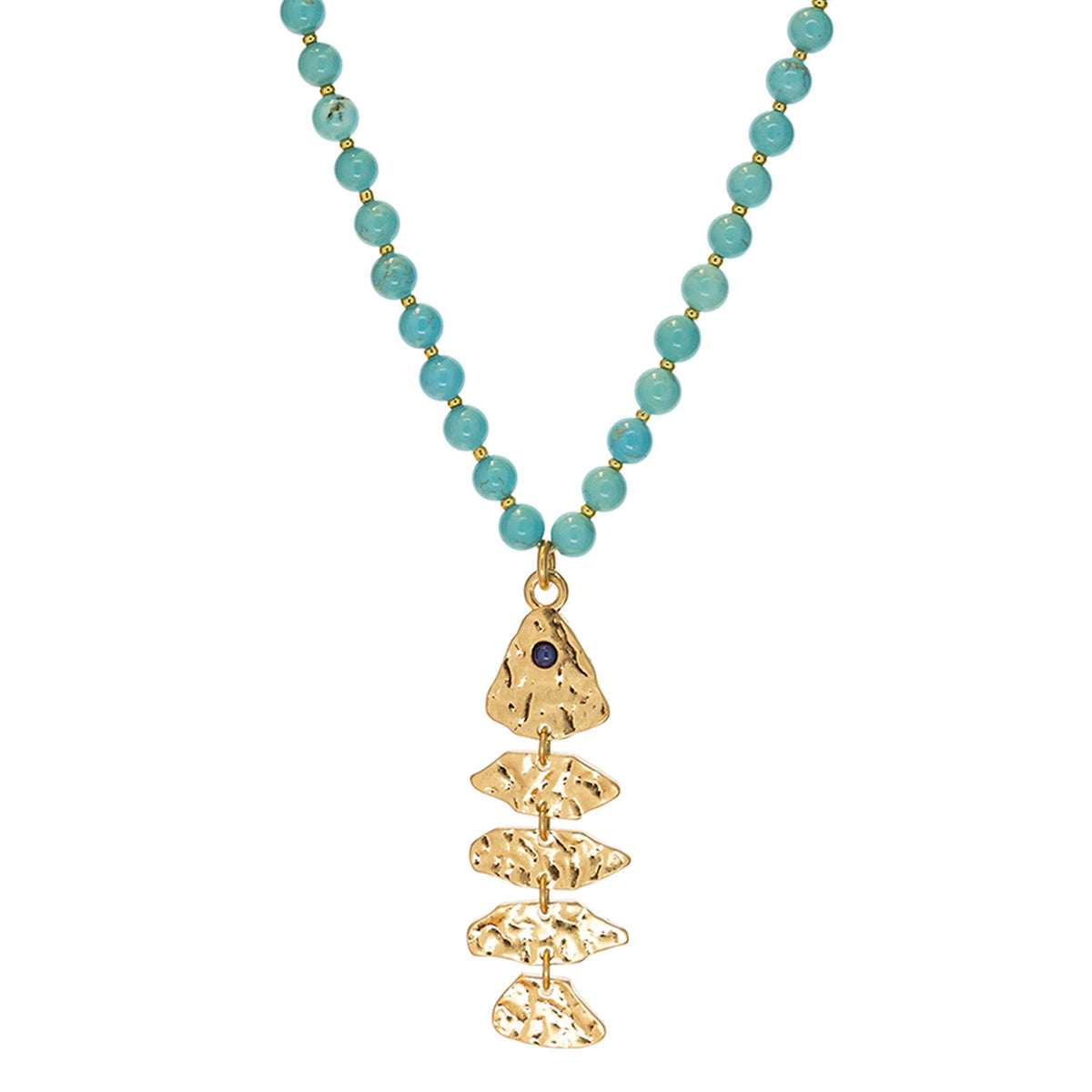 Liv Beaded Necklace - Gold Turquoise