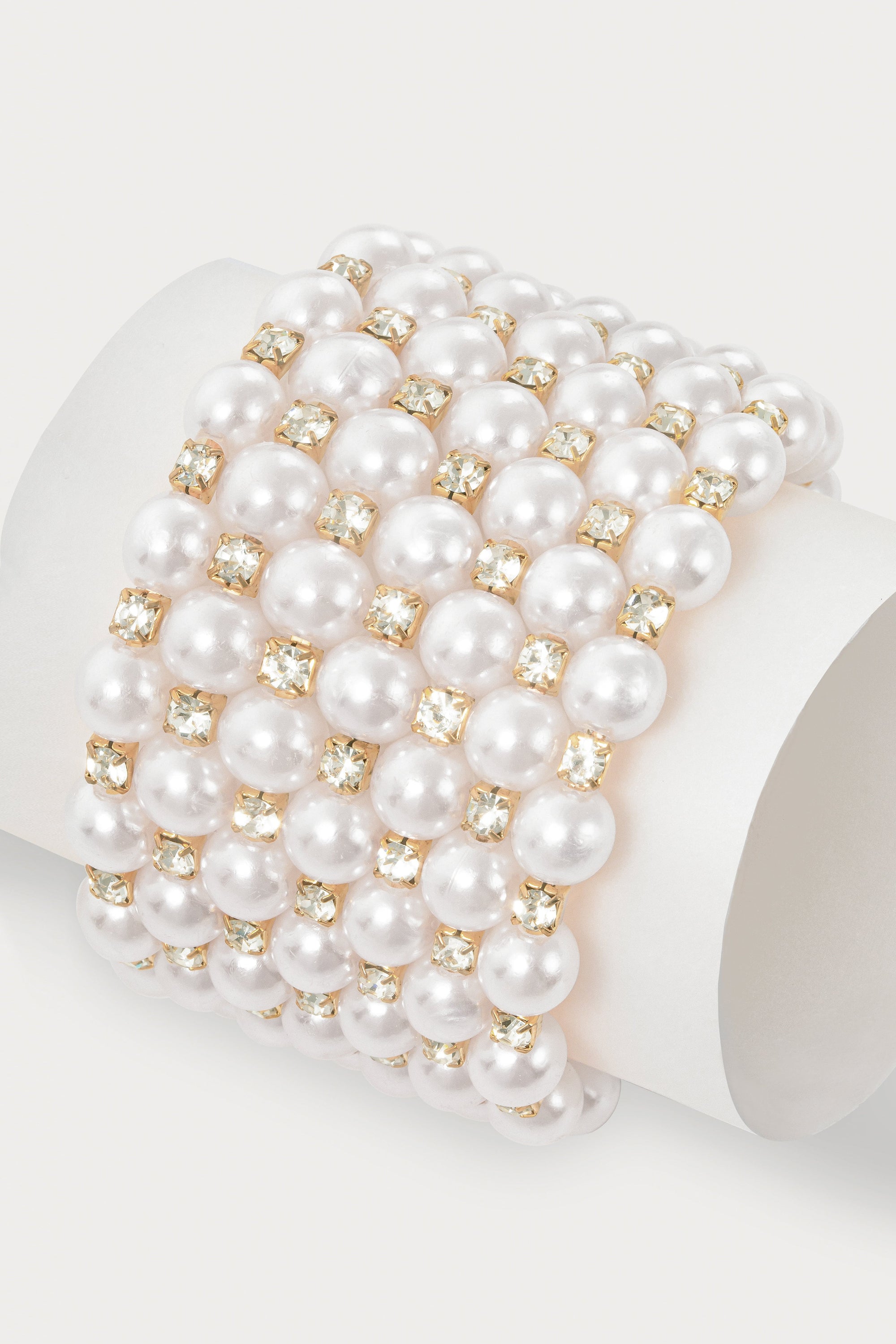 Multi Strand Pearl Bracelet - Light Gold