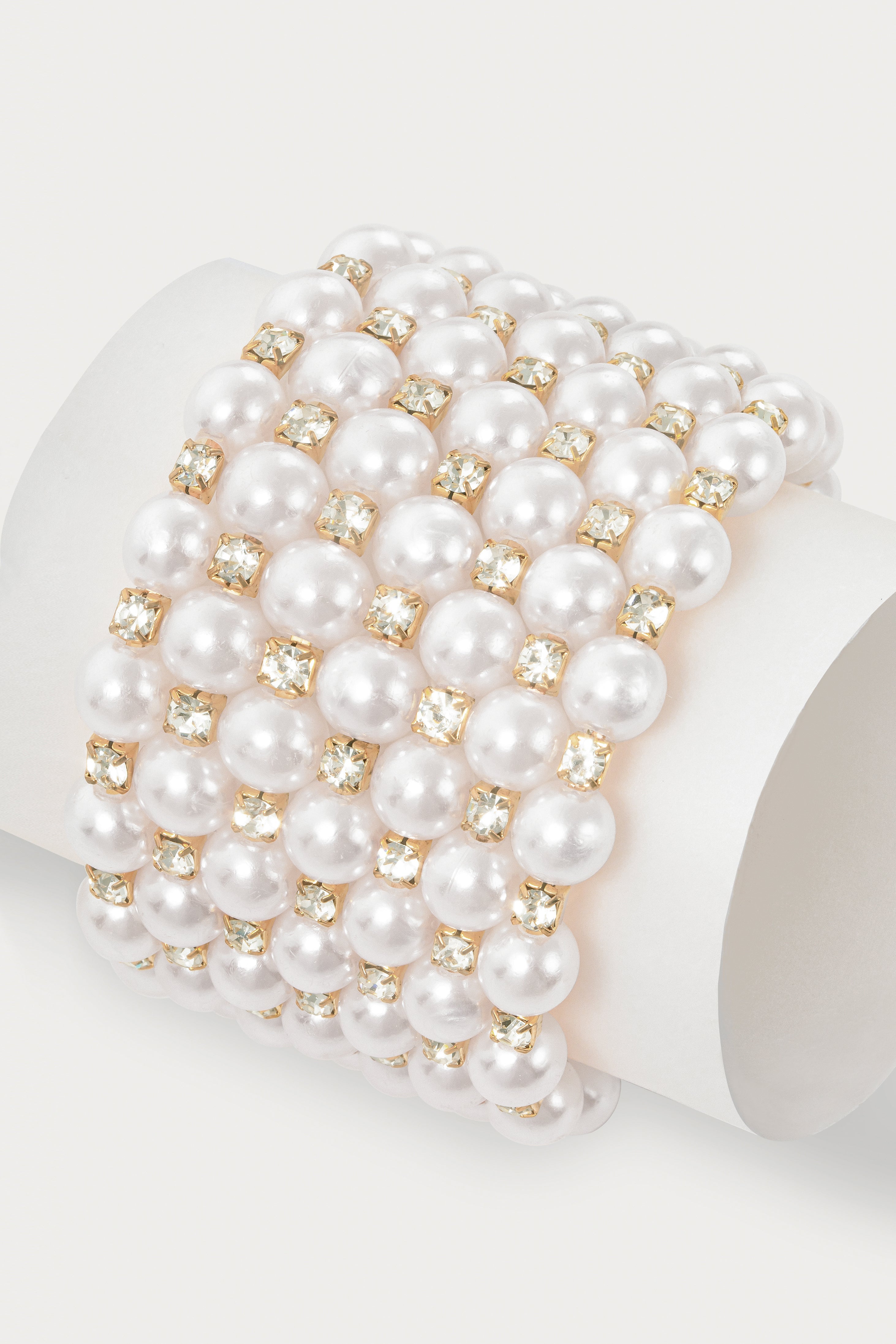 Multi Strand Pearl Bracelet - Light Gold