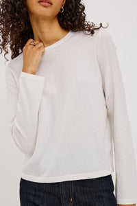 Cotton Cashmere Long Sleeve T-Shirt - White
