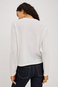 Cotton Cashmere Long Sleeve T-Shirt - White