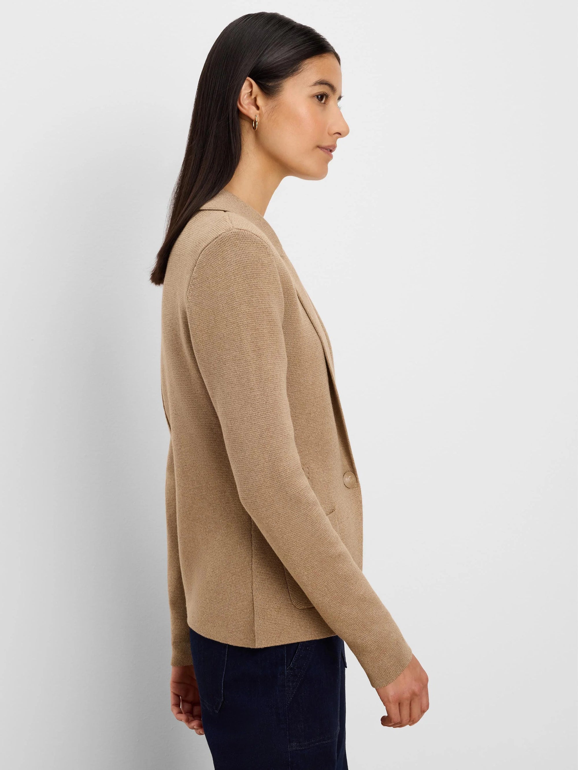 Elegant Knit Tailored Blazer - Oak