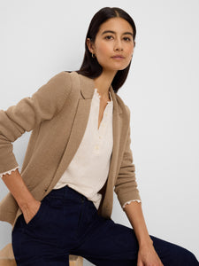Elegant Knit Tailored Blazer - Oak