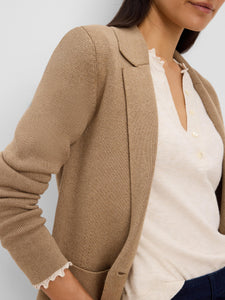 Elegant Knit Tailored Blazer - Oak
