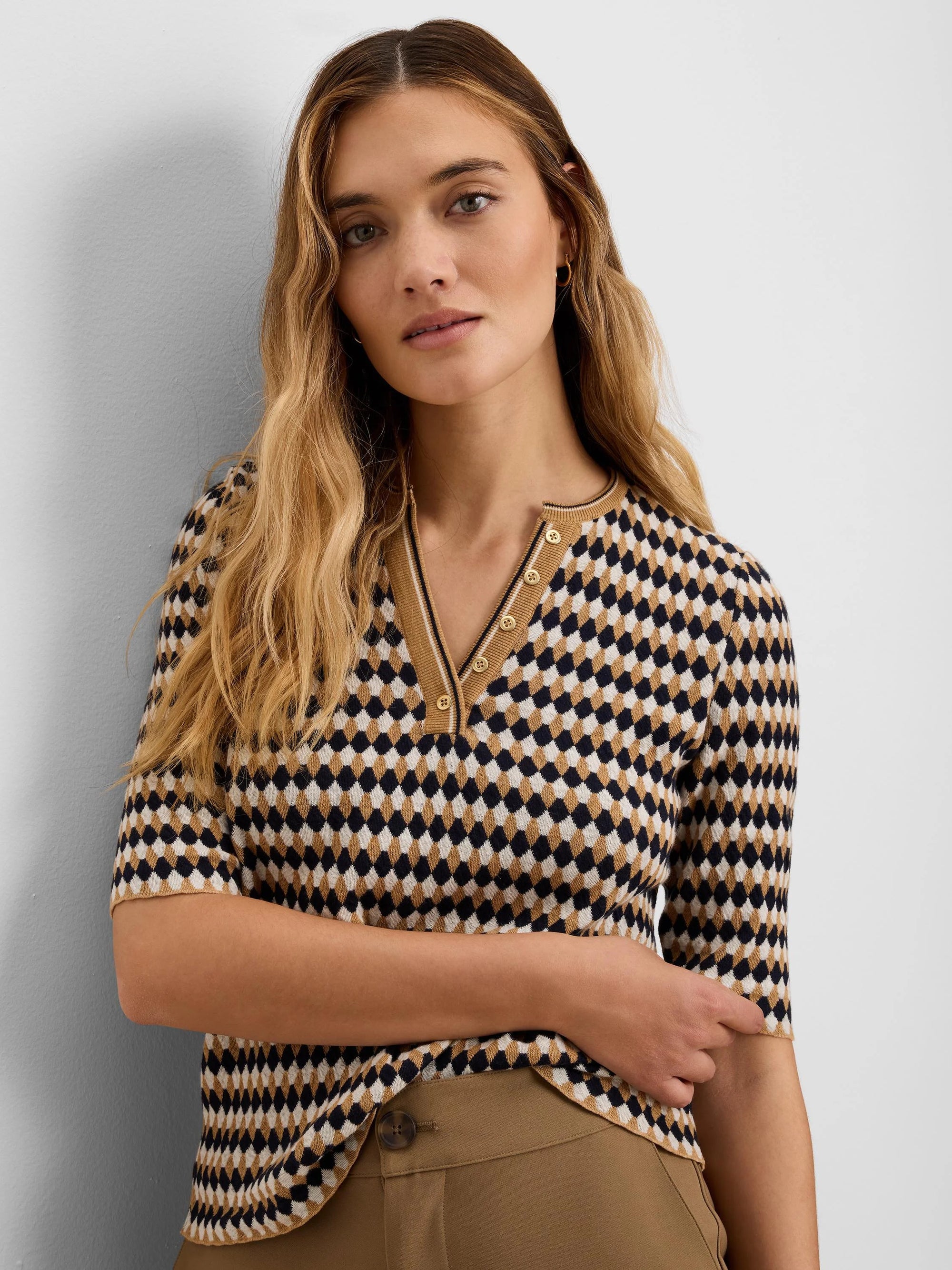 Angled Jacquard Sweater - Neutral Multi