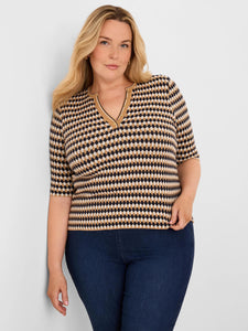 Angled Jacquard Sweater - Neutral Multi