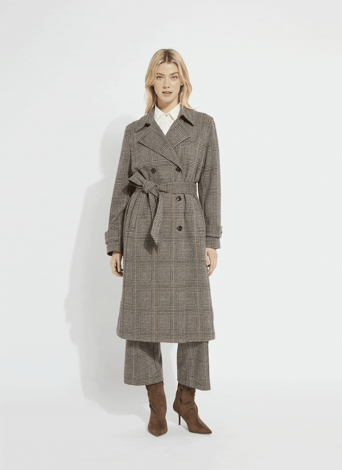 Marla Brushed Ponte Belted Trench Coat - Cambridge Boheme