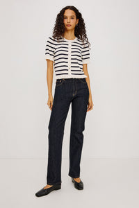 Lora Top - Ivory/Navy Stripe