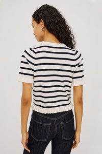 Lora Top - Ivory/Navy Stripe