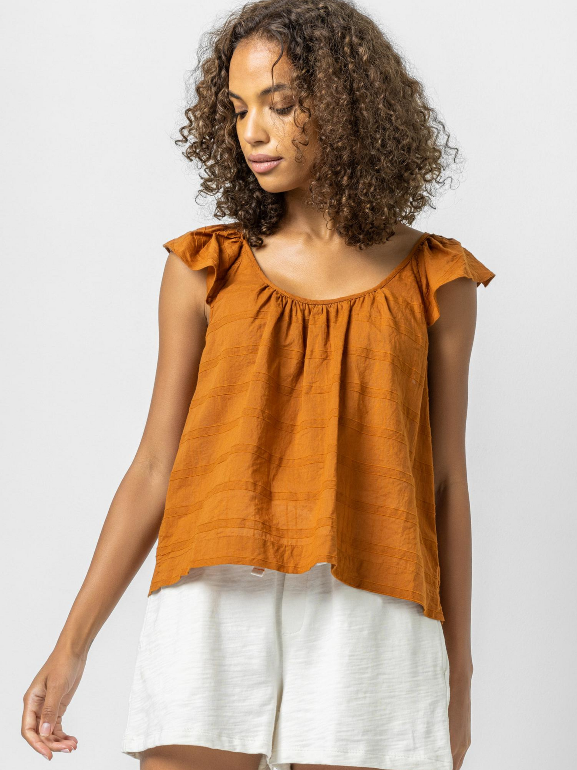 Lilla P - Ruffle Sleeve Top with Shirring