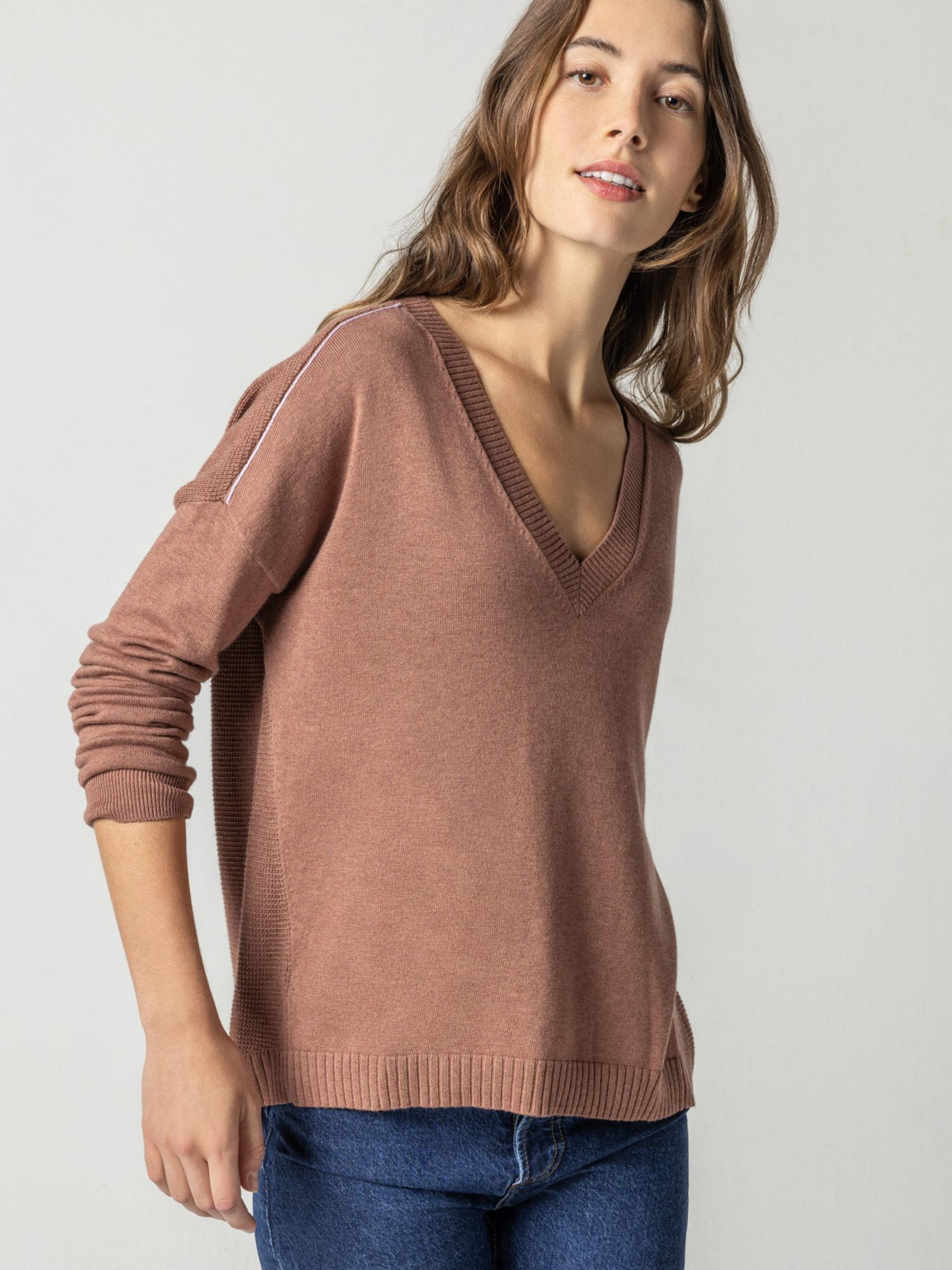 Lilla P - Wrapped Seam V-Neck Sweater