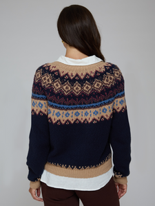 Chunky Fair Isle Crew - Navy Combo