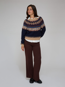 Chunky Fair Isle Crew - Navy Combo