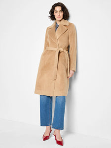 Alpaca Wool Blend Wrap Coat - Camel