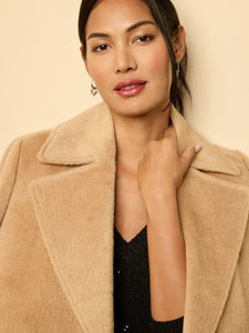 Alpaca Wool Blend Wrap Coat - Camel