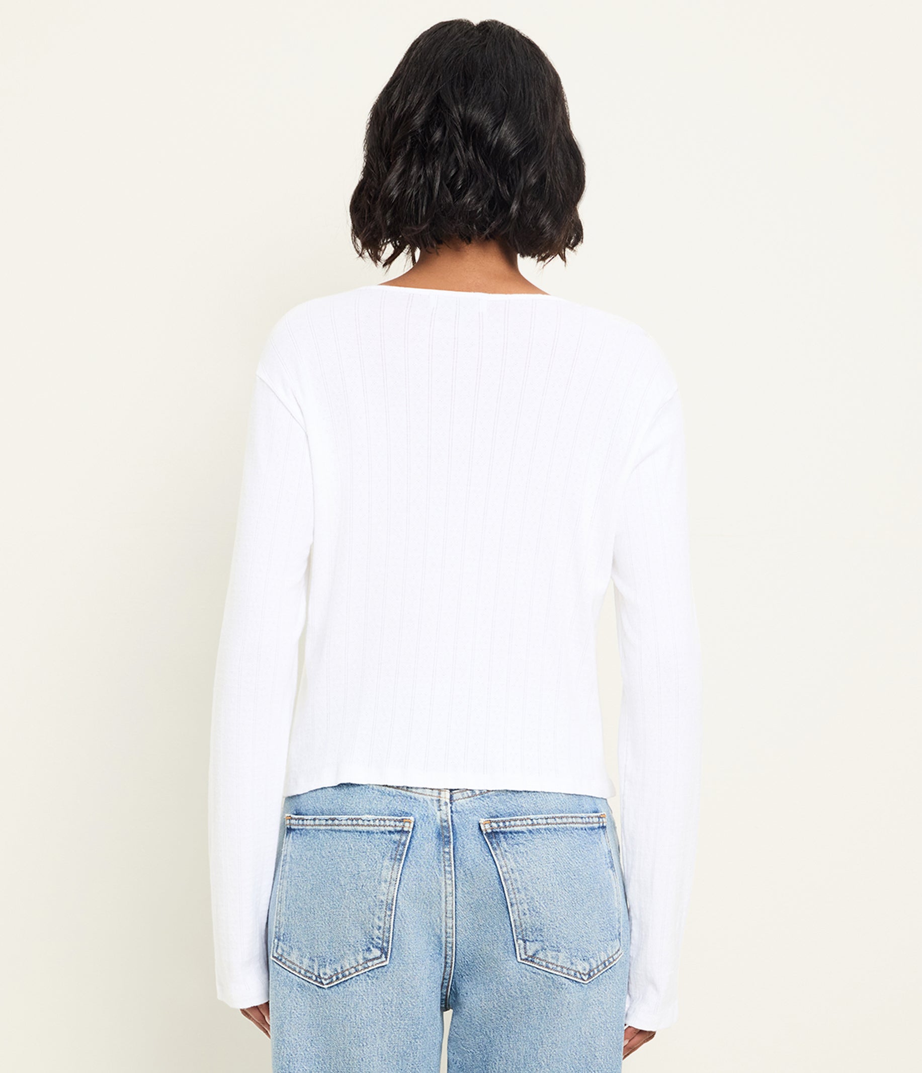 Mackenzie Pointelle Cardigan - White
