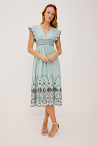 Roxanne Dress - Ocean Palms Embroidery