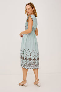Roxanne Dress - Ocean Palms Embroidery