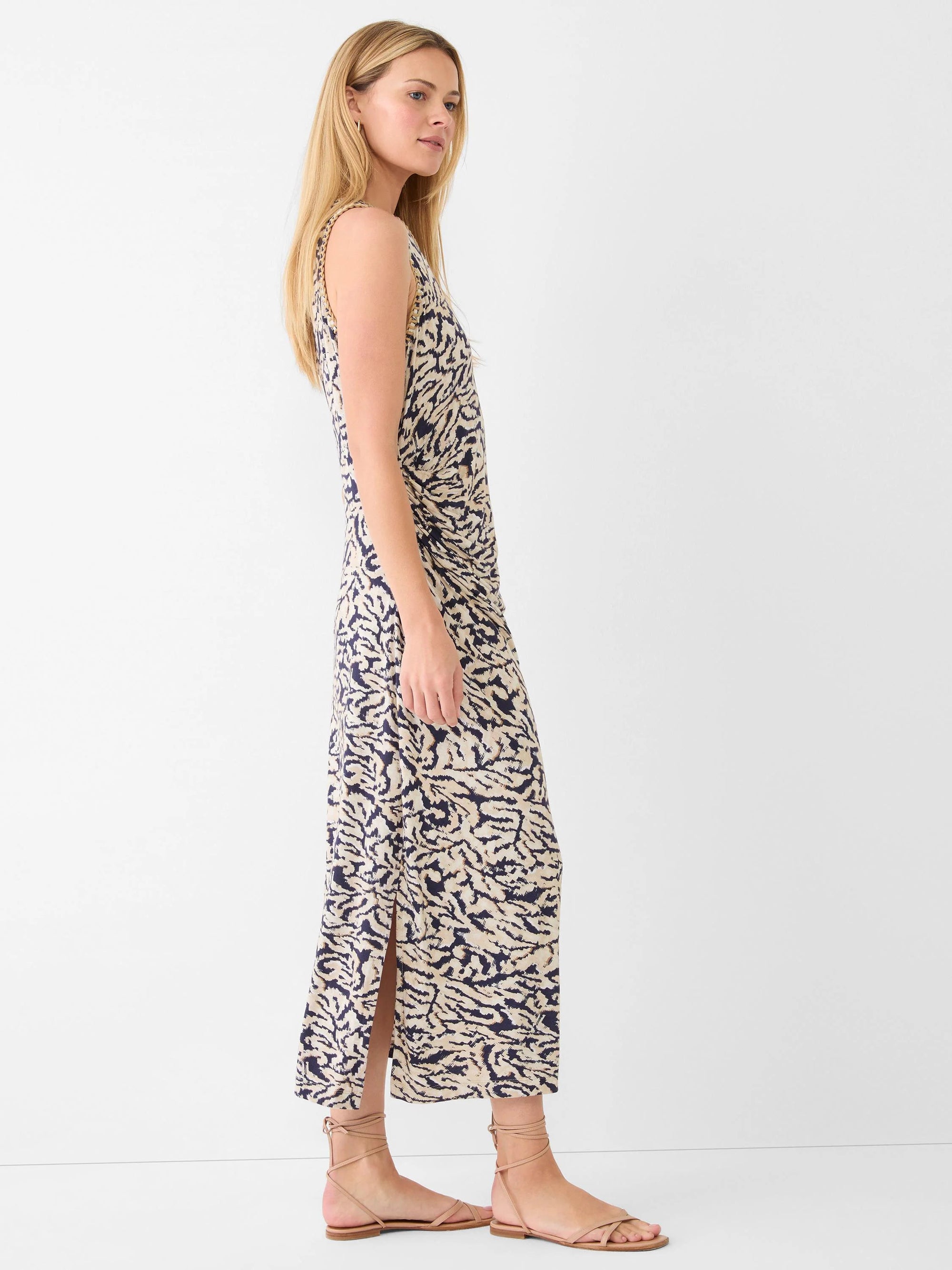 Contrast Swirl Heather Dress - Neutral Multi
