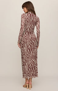 Sevilla Zebra Mesh Midi Dress - Velvet Rouge