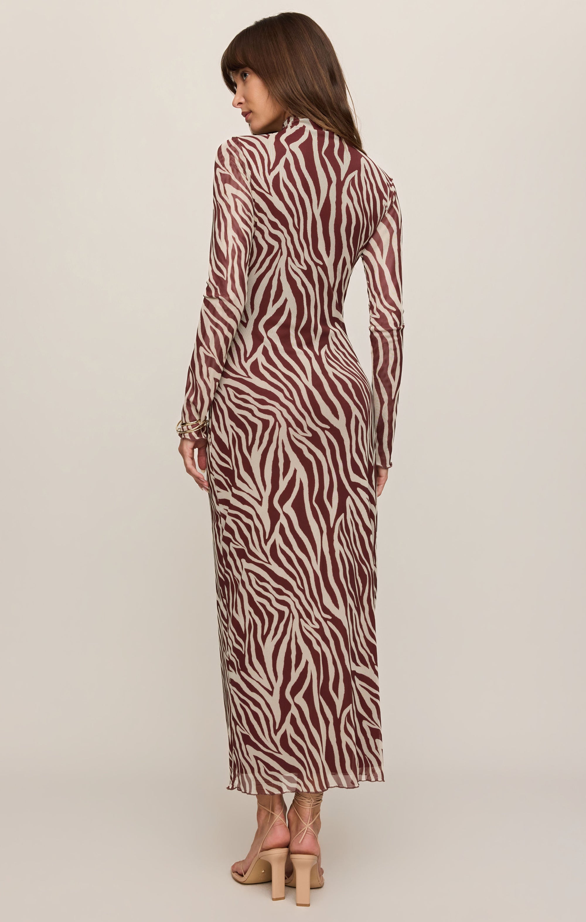 Sevilla Zebra Mesh Midi Dress - Velvet Rouge