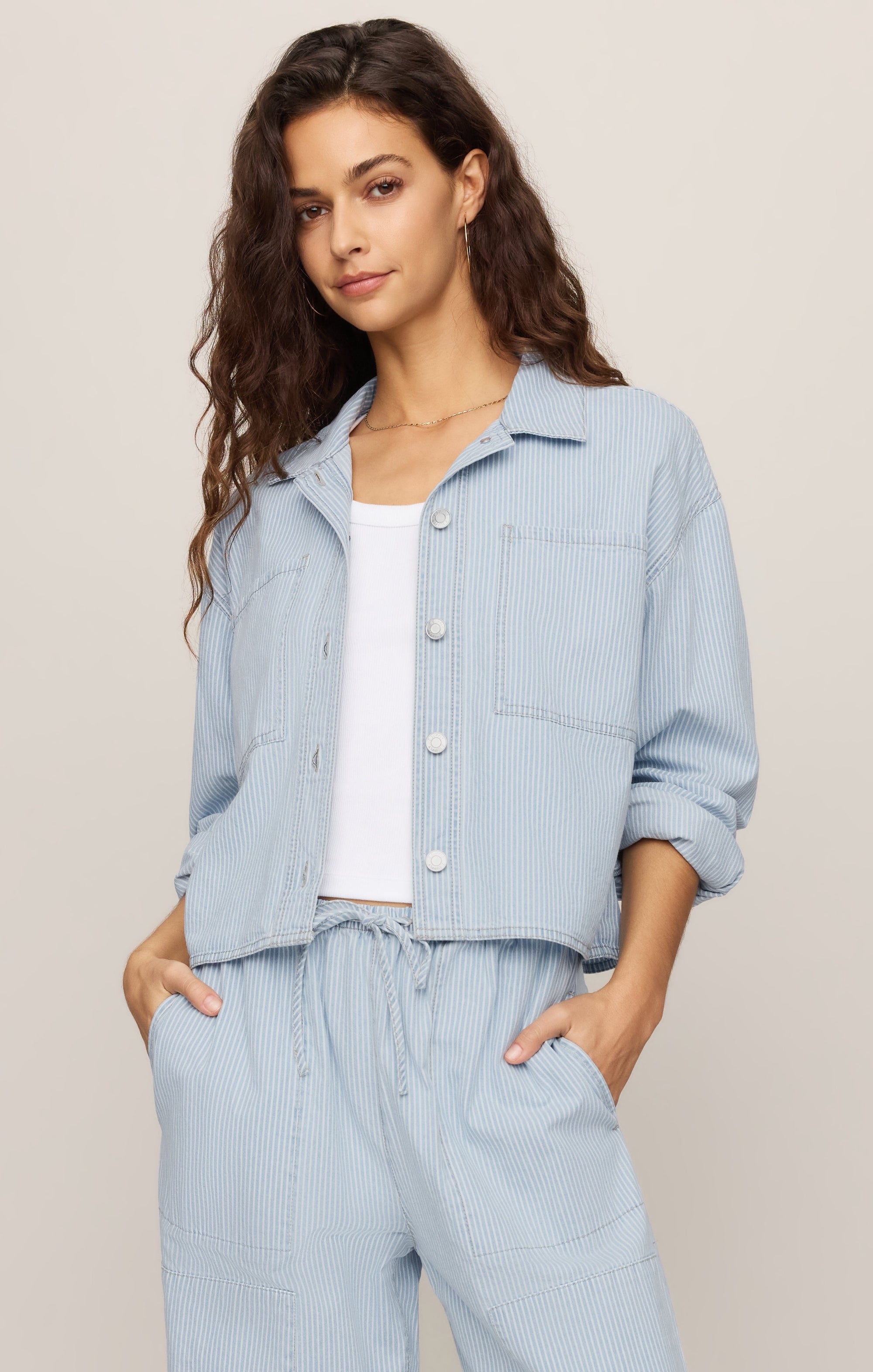 Erin Soft Denim Railroad Jacket - Seaboard Stripe