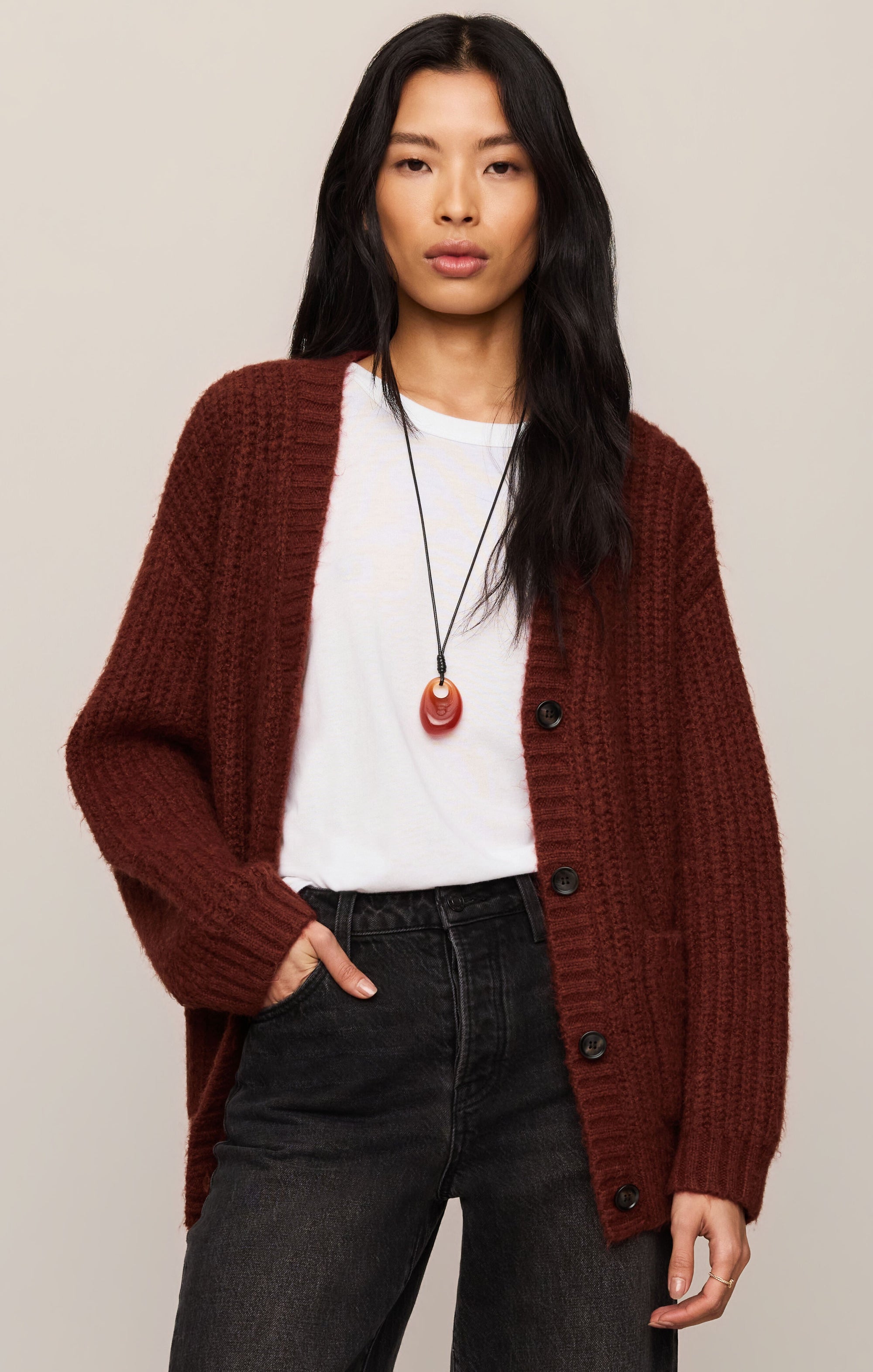 Whitmore Oversized Cardigan - Velvet Rouge
