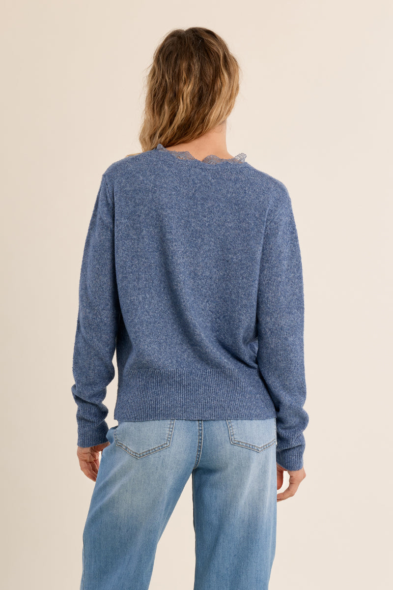 Knitted Cardigan - Blue Denim