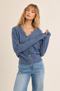 Knitted Cardigan - Blue Denim