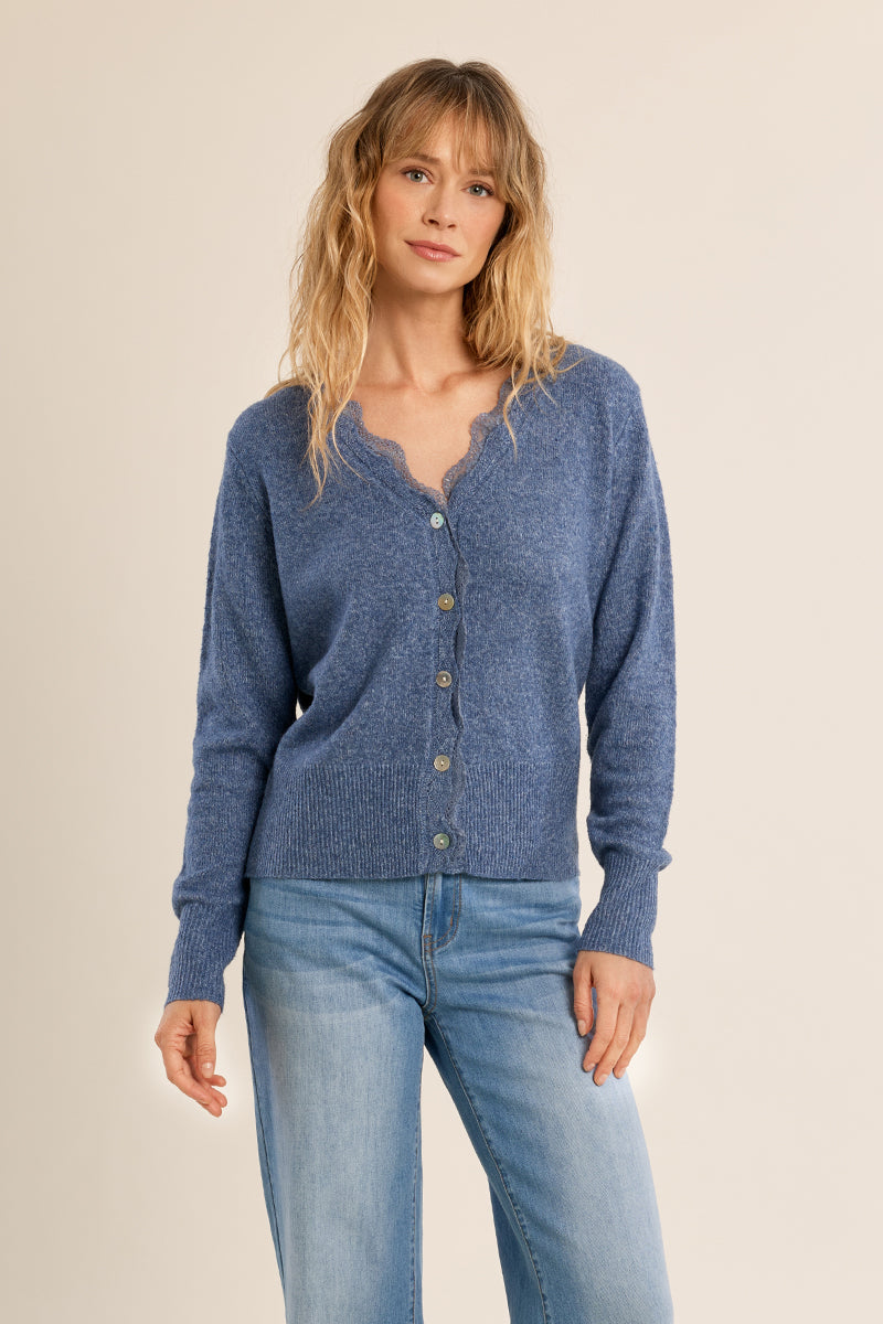 Knitted Cardigan - Blue Denim