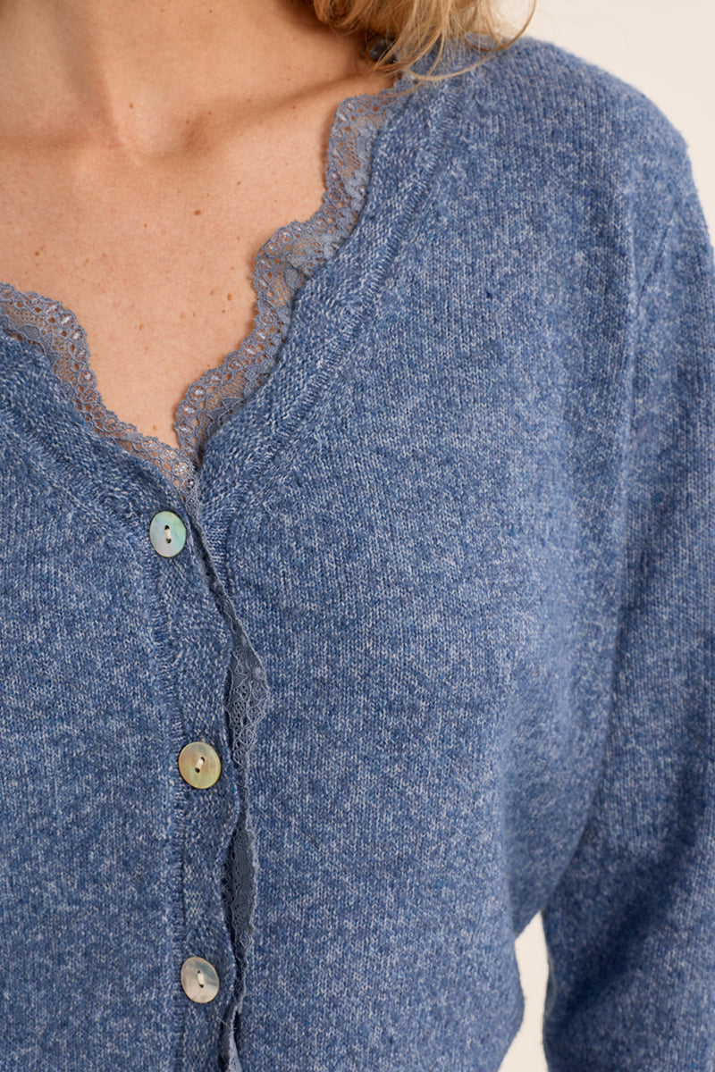 Knitted Cardigan - Blue Denim