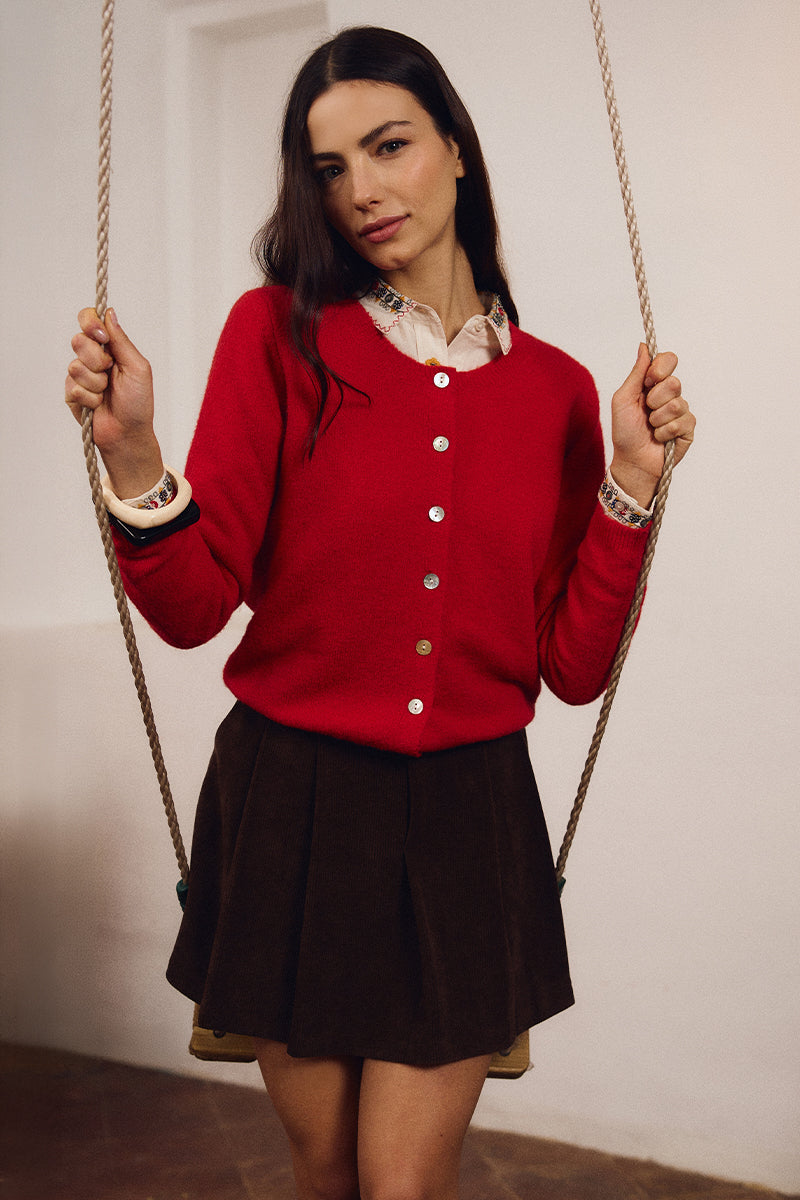 Knitted Cardigan - Red