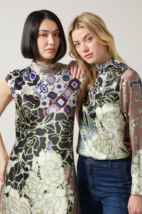 Seraphina Mock Neck Blouse - Antique Garden