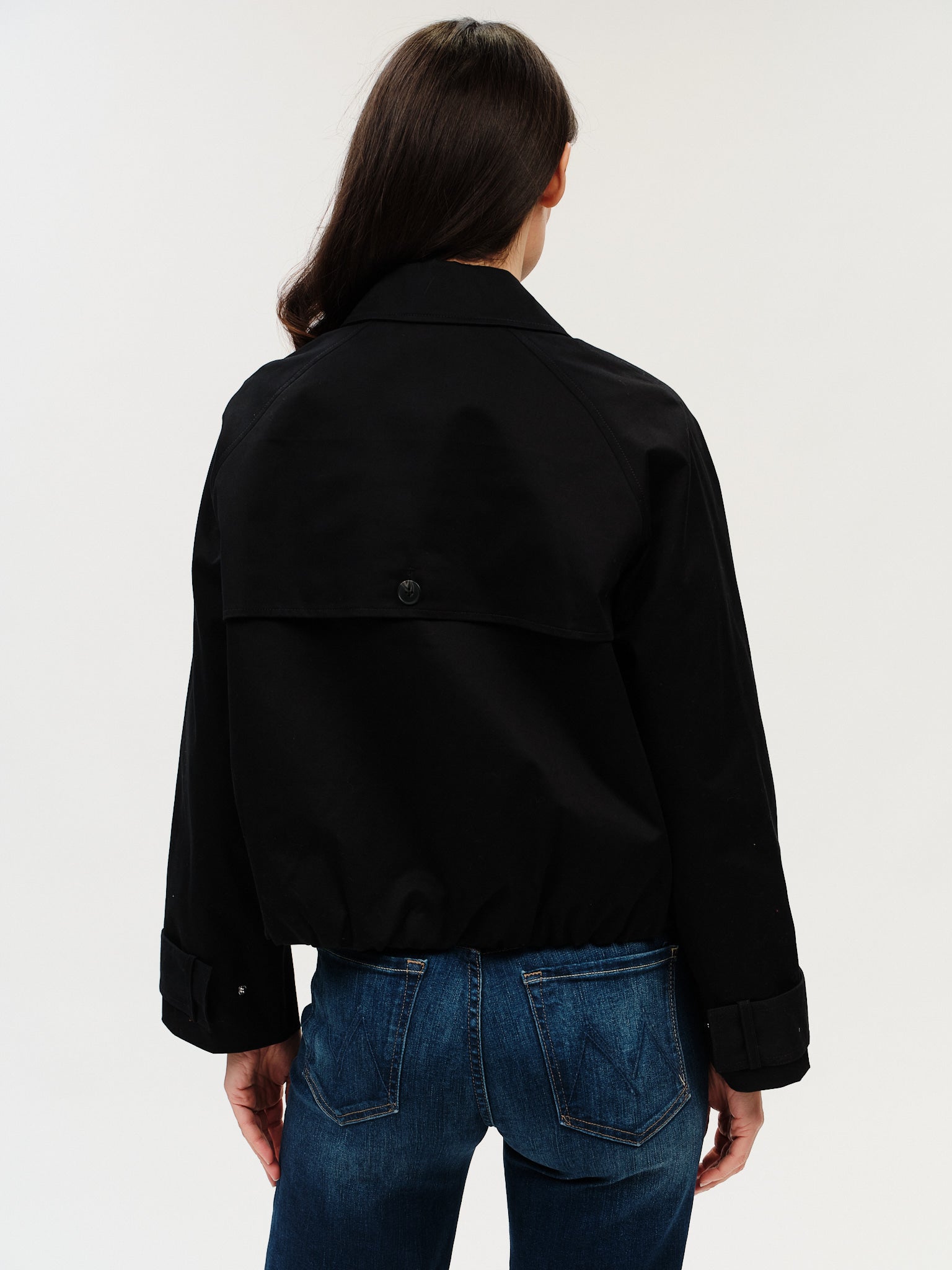 Arden Cropped Trench - Black