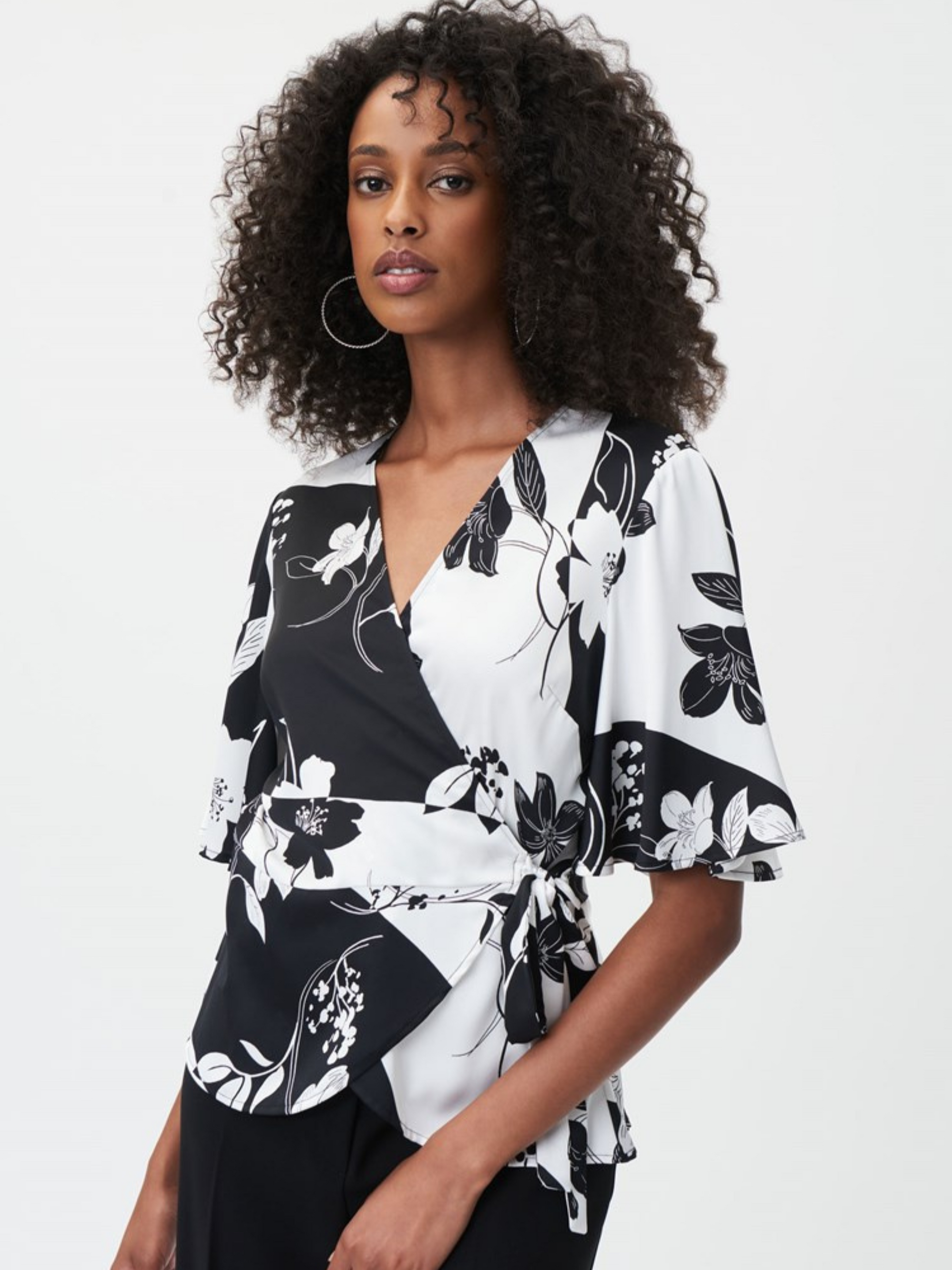 Joseph Ribkoff - Floral Wrap Top With Bell Sleeves